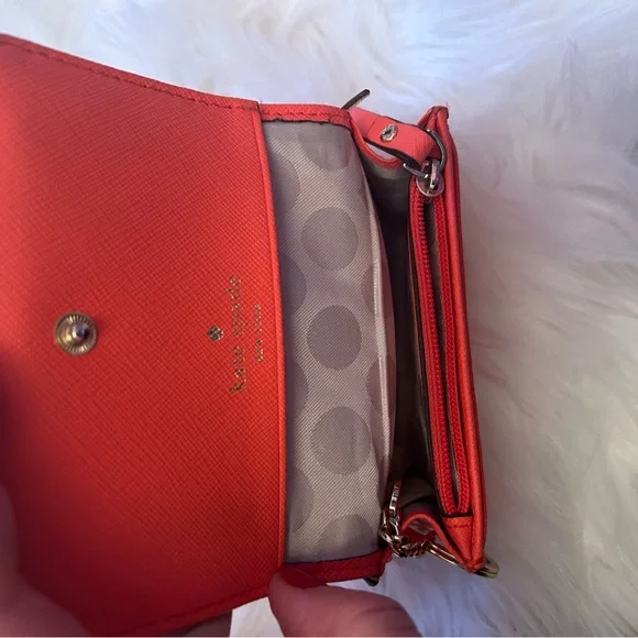 Kate Spade orange saffiano leather small chain wallet - Picture 4 of 6